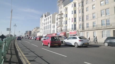 Traffic on Brighton Beach Front | HD 1080 Stock Footage 47717007