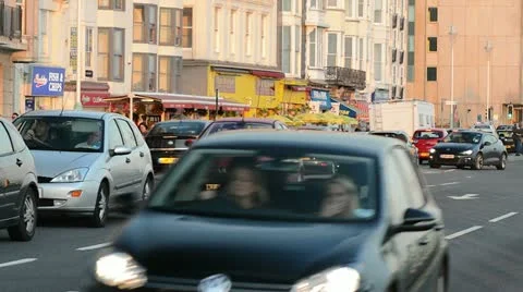 Traffic in Brighton, UK Stock Footage 12455590