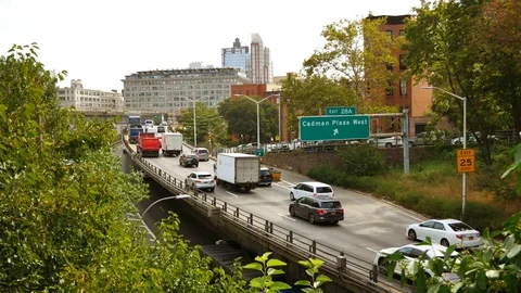 Traffic on the Brooklyn Queens Expy Stock Footage 100210276
