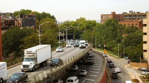 Traffic on the Brooklyn Queens Expy Stock Footage 100578645