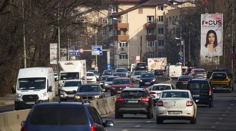 Traffic in Bucharest, Romania 库存照片