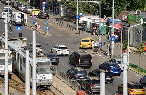 Traffic in Bucharest, Romania Foto stock