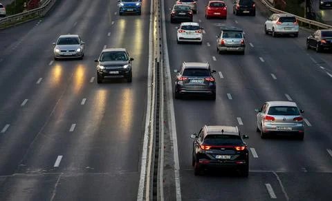 Traffic in Bucharest, Romania 库存照片