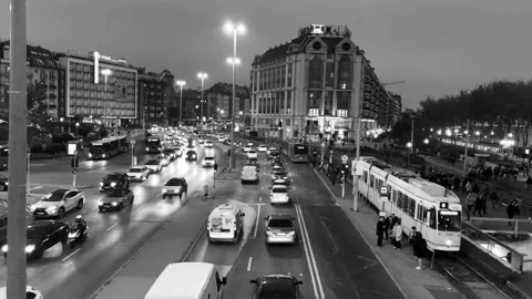 Traffic in Budapest - Boráros tér Stock Footage 220950919