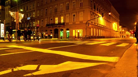 Traffic in Budapest at night Stock Footage 66365626