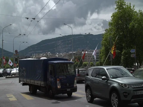 Traffic Bus on a Street Stock Footage 74848593
