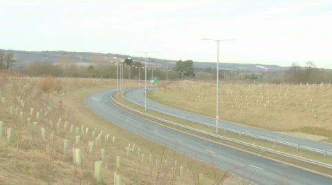 Traffic on a bypass in England Stock Footage 622876