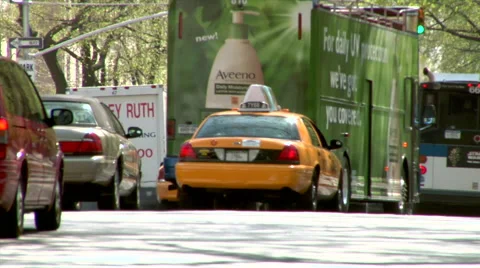 Traffic cab upper west side manhattan Stock Footage 49224098