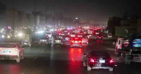 Traffic in Cairo by night Stock Footage 299060019