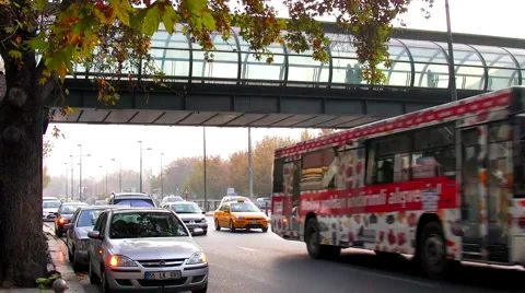 Traffic car bus gate Stock Footage 6930572
