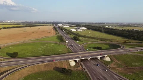 Traffic Cars on the Clover Bridge. Cargo Transportation. Видео 135082453