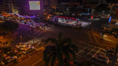 Traffic Center Kota Kinabalu Night Cit Stock Footage