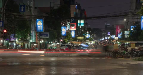 Traffic in Central Jakarta at night, Java, Indonesia Stock Footage 161403848