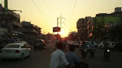 Traffic chaos in sunset time laps Stock Footage 82586365