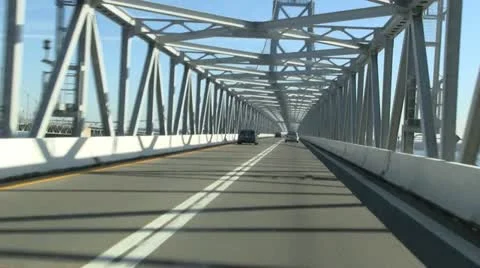 Traffic on Chesapeake bay bridge Stock Footage 11845566