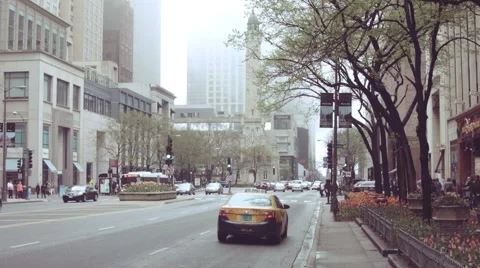 Traffic On Chicago Streets Stock Footage 52694282
