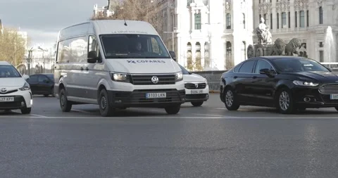 Traffic Cibeles Panning Stock Footage 145859210