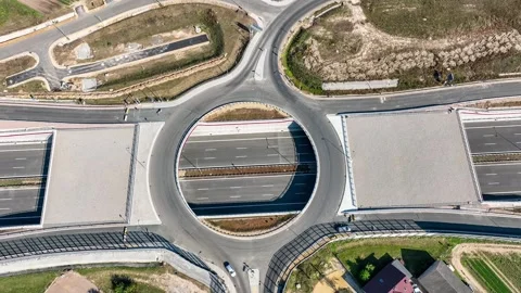 Traffic circle on Batowice highway junction in Krakow, Poland Stock Footage 286714692