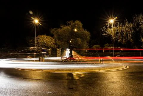 Traffic circle with olive tree Stock Photos