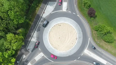 Traffic circle roundabout aerial view Stock Footage 63369368