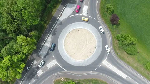 Traffic circle roundabout aerial view Видео 63369607