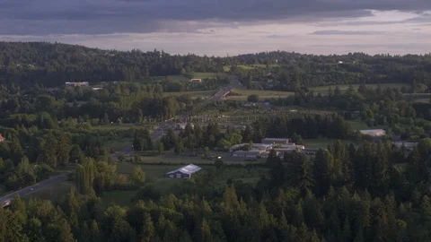 Traffic Circle Rural Farm - Central Oregon Aerial 4k Stock Footage