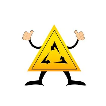 Traffic circle warning sign- vector Stock Illustration