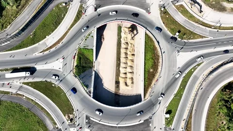 Traffic circle on Węgrzce interchange under construction in Krakow, Poland Stock Footage 286714959