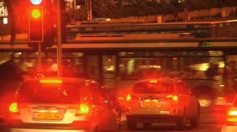 Traffic in the City - Night 2 Stock Footage 10953788