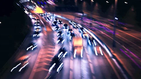 Traffic in city at night Stock Footage 35173718