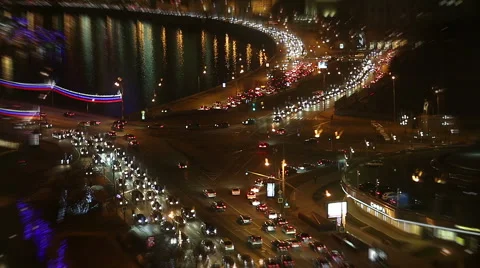 Traffic in city at night. Stock Footage 48870754