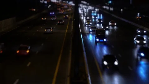 Traffic in city night Stock Footage 84468456