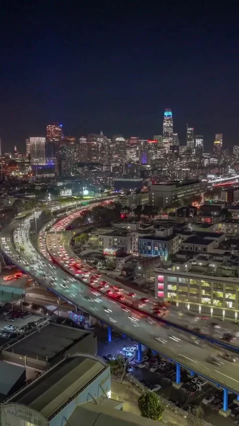 Traffic in city at night Stock Footage 270160214