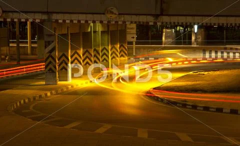 Traffic in city at night Stock Photos