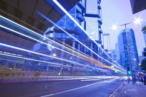 Traffic in city at night Foto stock