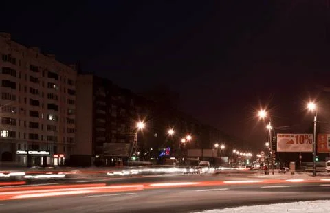 Traffic city night Stock Photos