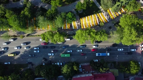 Traffic in the city top view Stock Footage 168945665