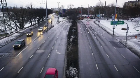 Traffic in the city at winter Video stock 71841850