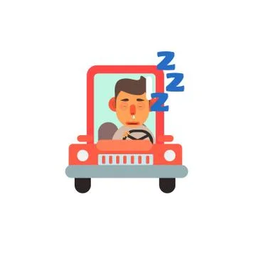 Traffic Code Sleeping Behind The Wheel Stock Illustration