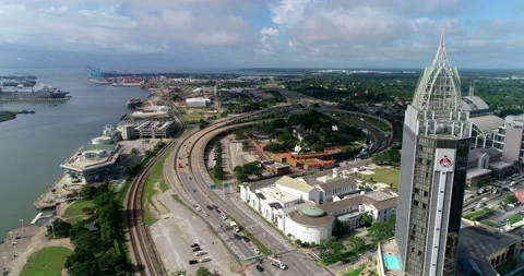 Traffic coming into downtown Mobile Stock Footage 201283430