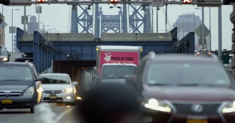 Traffic Commuting On Impressive Manhattan Bridge In Beautiful New York City Stock Footage 112601710
