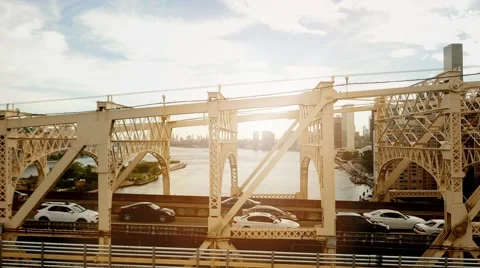 Traffic commuting over bridge road at rush hour. cars transportation scene Video stock 67239963