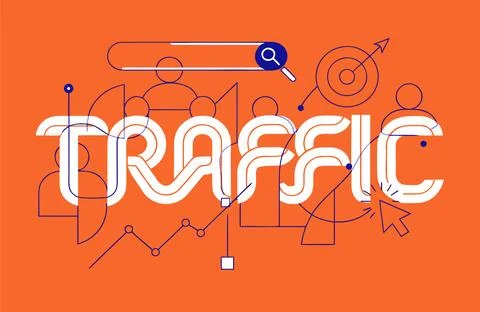 Traffic concept with white text on orange background and blue graphics イラスト素材