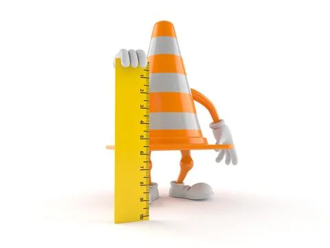 Traffic cone character holding ruler Stock Illustration