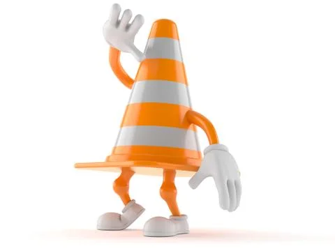 Traffic cone character looking up Stock Illustration