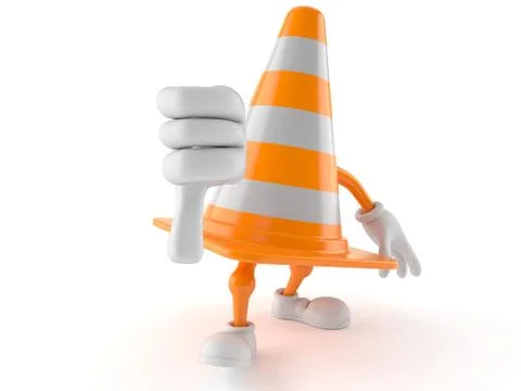 Traffic cone character with thumbs down gesture with thumbs up Stock Illustration