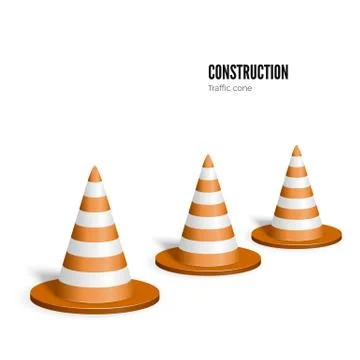 Traffic cone. Construction concept. Vector illustration isolated on white bac Stock Illustration