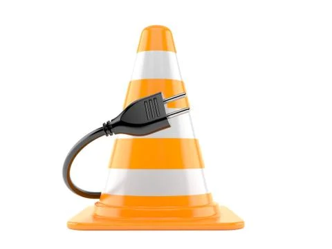 Traffic cone with electric plug Stock Illustration
