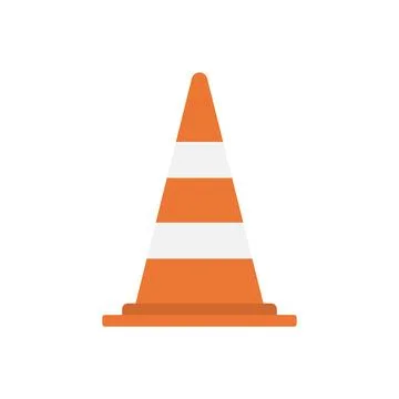 Traffic Cone Flat Illustration. Clean Icon Design Element on Isolated White.. Illustrazione stock