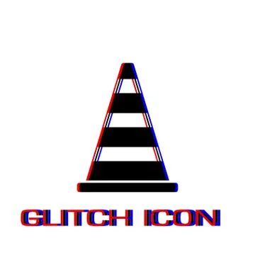 Traffic cone icon flat Stock Illustration